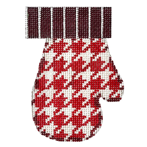 AT CT1863R - Red and White Houndstooth Mitten