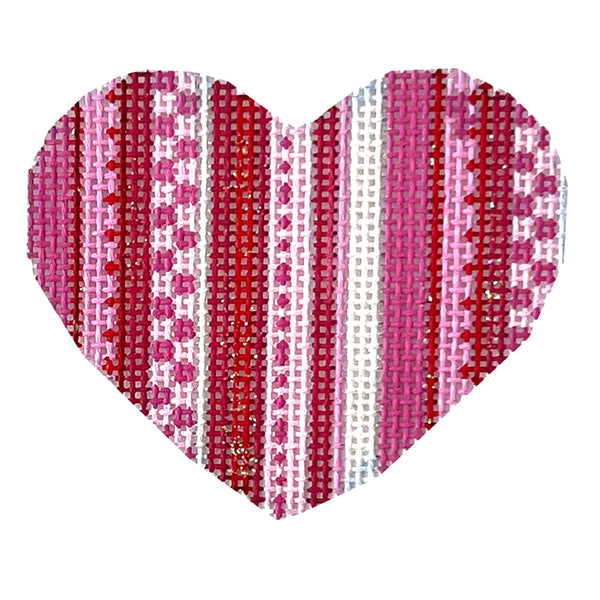 AT HE678 Multi Stripe/Pink Mini Heart Bradley Needlepoint Company