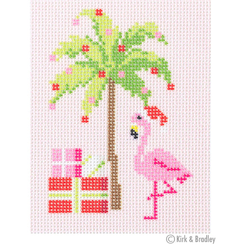 NTG KB111 Palm Beach Christmas Palm Tree & Flamingo Bradley Needlepoint Company