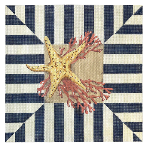 AT D0719 - Starfish/Coral Square/Stripes