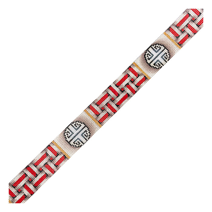AT BL204R - Black, Red, and Gold Fretwork Belt