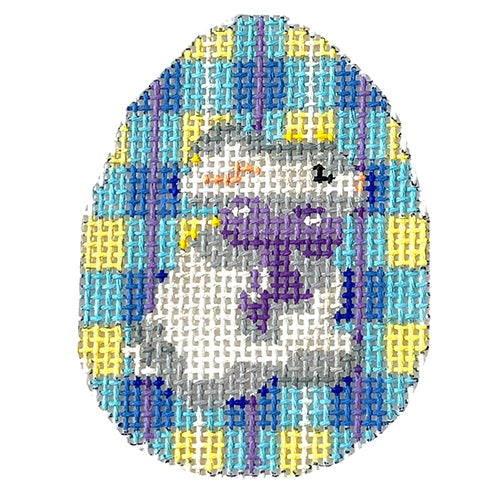 AT EG448 - White Bunny/Blue Plaid Mini Egg