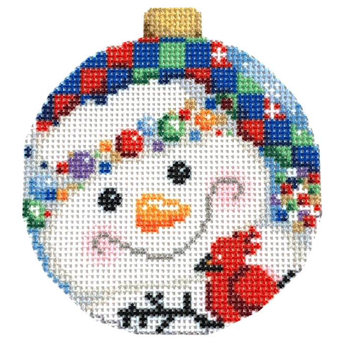 NTG TS335 Checked Hat Snowman Ball Ornament