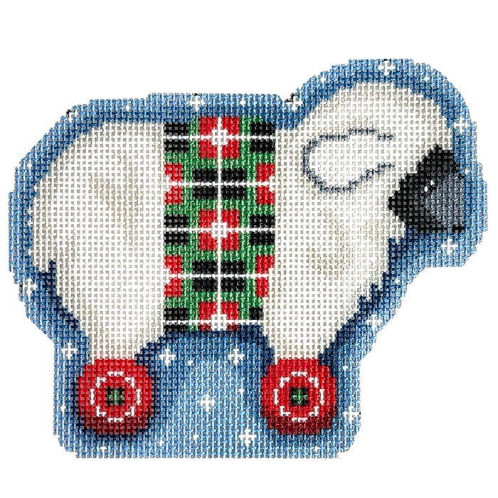 NTG TS361 - White Sheep on Wheels Ornament