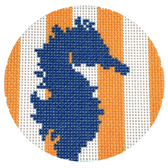 NTG TS495 - Seahorse Stencil on Orange Stripes Round