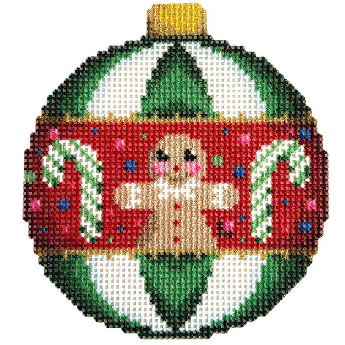 NTG TS594 - G-bread/Green Stripes Ball Ornament