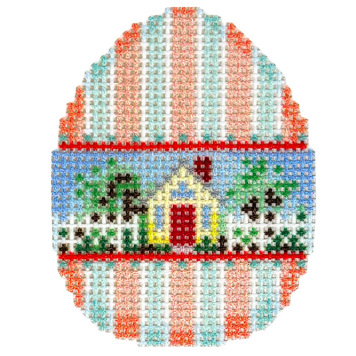 NTG TS666 - Cottage on Stripes Mini Egg