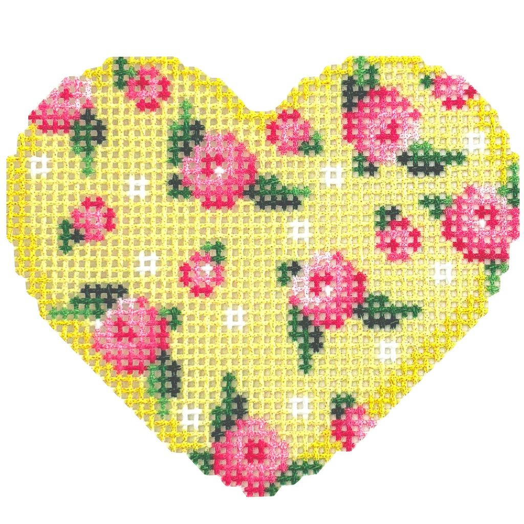 NTG TS912 - Scattered Roses on Yellow Mini Heart