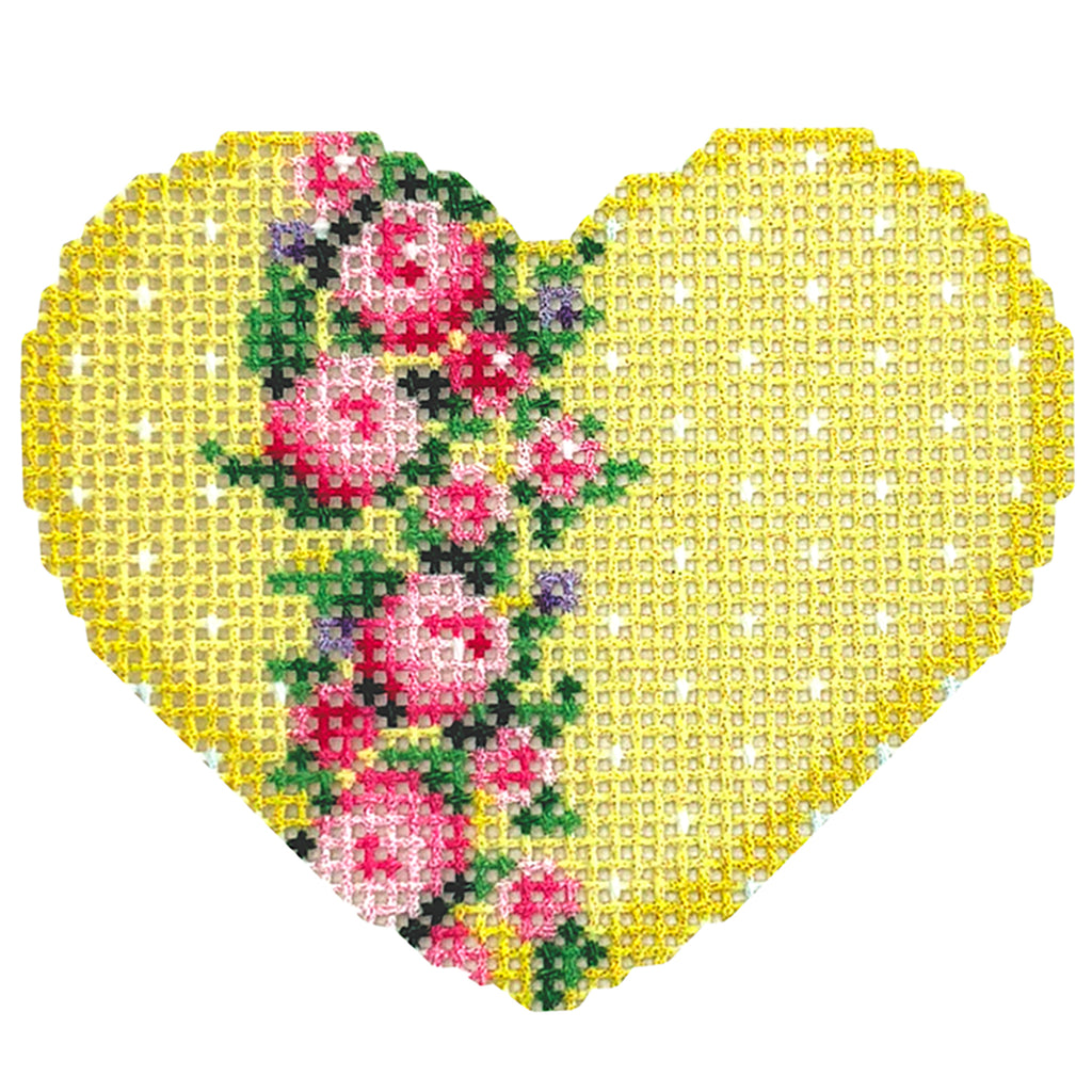 NTG TS913 - Vertical Rose Border on Yellow Mini Heart