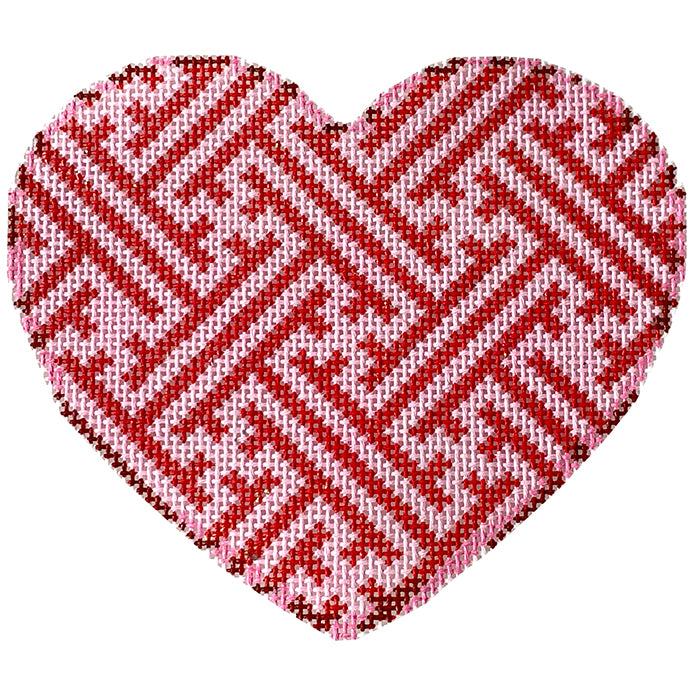 AT HE1018 - Pink/Red Diamond Fretwork Lg. Heart