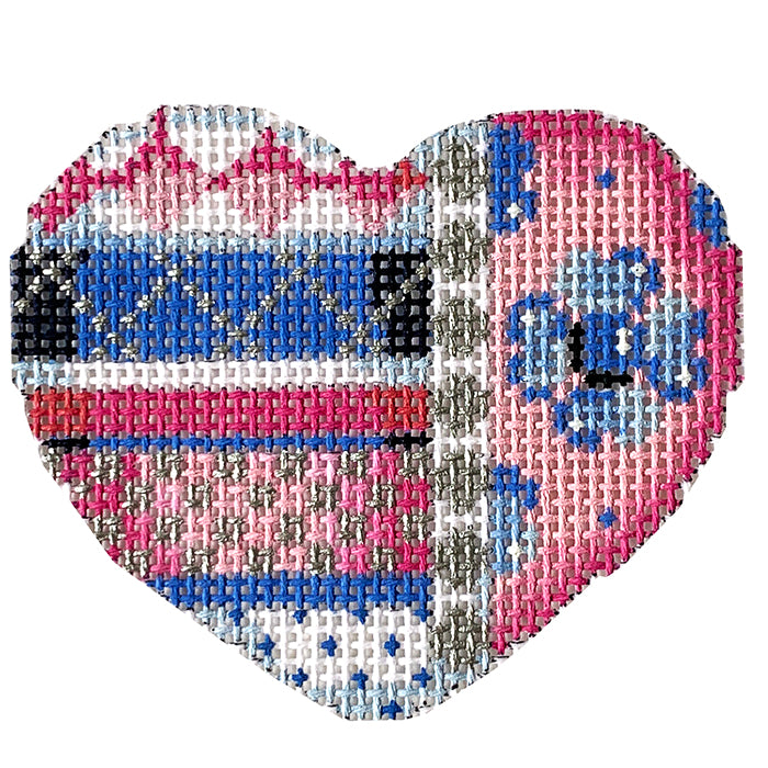 AT HE673B - Horizontal Patterns Blue/Pink Mini Heart
