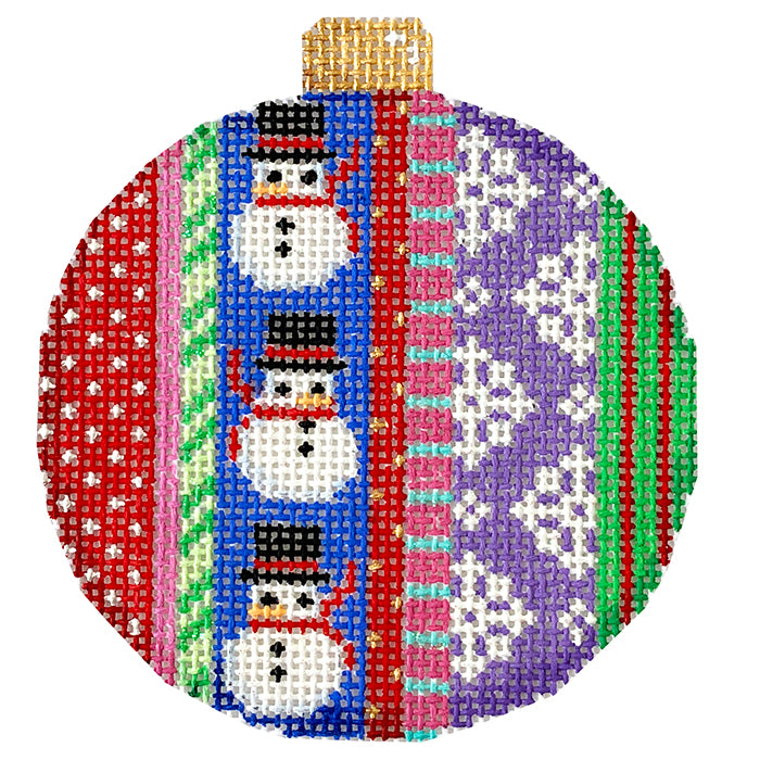 AT CT1847 - Snowman Jolly Stripe Ball Ornament