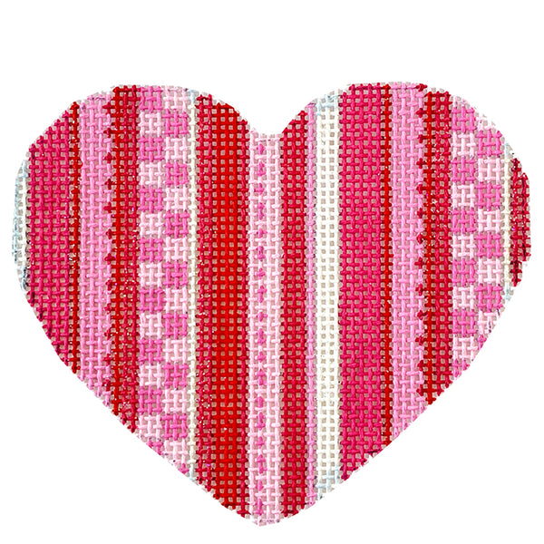 AT HE858 Multi Stripe/Pink Heart Bradley Needlepoint Company