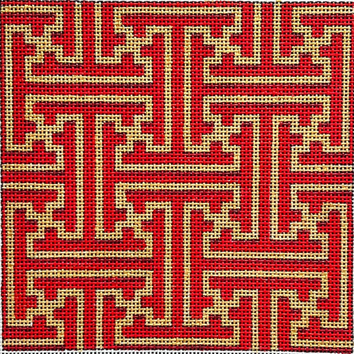 AT IS502R - Red/Gold Fretwork Square Insert