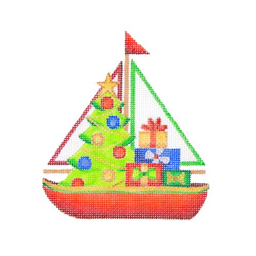 BB 1312 - Christmas by the Sea - Sailboat with Tree & Packages