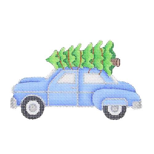 BB 1474 - Blue Car with Tree Ornament