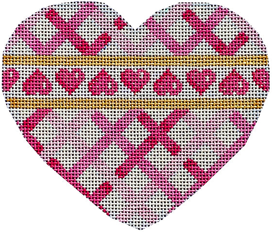 AT HE1014 - Diagonal Woven/Hearts Heart
