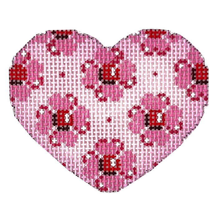 AT HE676P - Pink Flowers Mini Heart