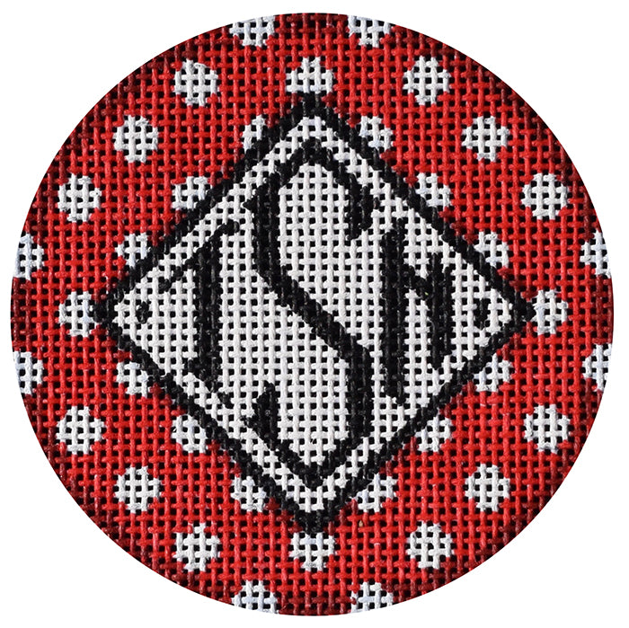 TSN IJ806R - Red Polka Dot Monogram Round