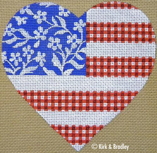KB 092 - Floral Flag - Stars & Stripes Heart