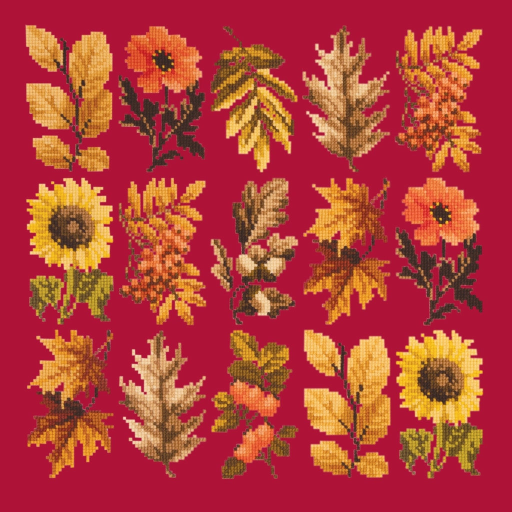 Millefleur Autumn Needlepoint Kit Elizabeth Bradley Design Bright Red 
