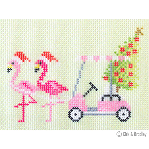 NTG KB109 - Palm Beach Christmas - Golf Cart with Flamingos