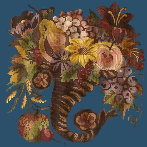 Autumn Cornucopia Needlepoint Kit Elizabeth Bradley Design Dark Blue 