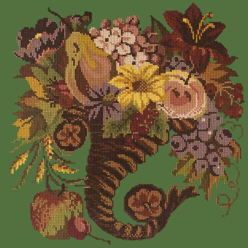 Autumn Cornucopia Needlepoint Kit Elizabeth Bradley Design Dark Green 