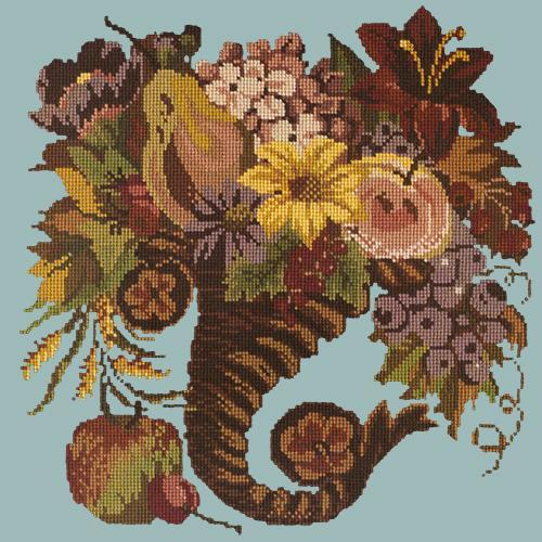 Autumn Cornucopia Needlepoint Kit Elizabeth Bradley Design Pale Blue 