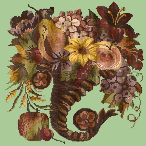 Autumn Cornucopia Needlepoint Kit Elizabeth Bradley Design Pale Green 