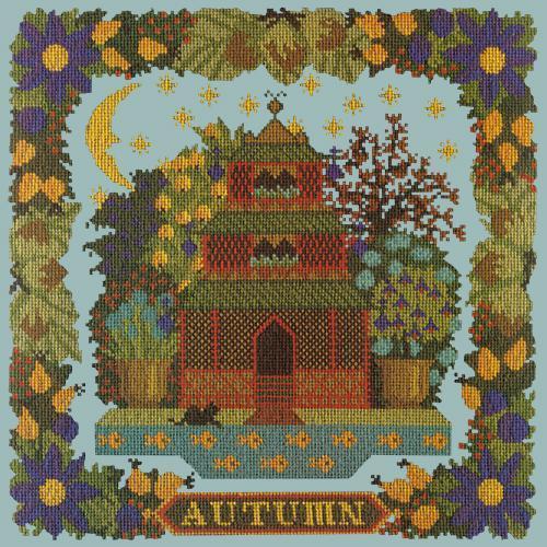 Autumn Sampler Needlepoint Kit Elizabeth Bradley Design Pale Blue 