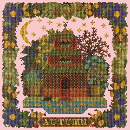 Autumn Sampler Needlepoint Kit Elizabeth Bradley Design Pale Rose 