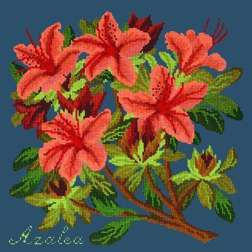 Azalea Needlepoint Kit Elizabeth Bradley Design Dark Blue 