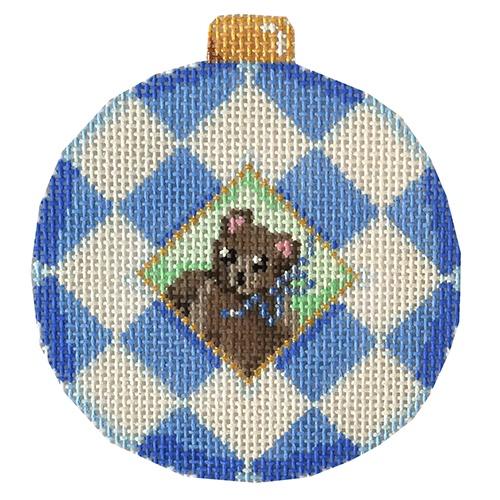 AT CT1832B - Blue Bear/Harlequin Ball Ornament