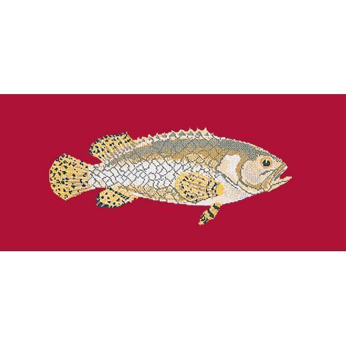 Brindled Grouper Needlepoint Kit Elizabeth Bradley Design Bright Red 