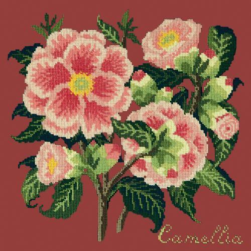 Camellia Needlepoint Kit Elizabeth Bradley Design Dark Red 