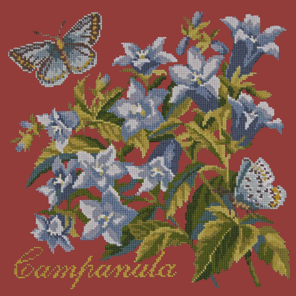 Campanula Needlepoint Kit Elizabeth Bradley Design Dark Red 