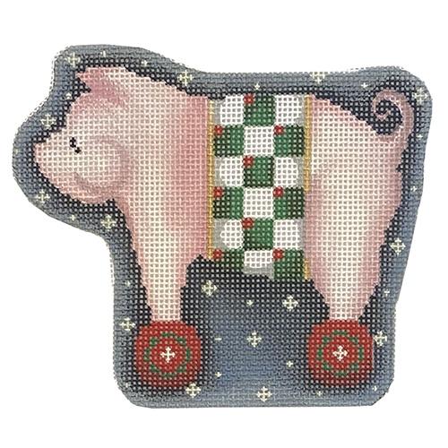 AT CT2077 - Checkered Pig on Wheels Ornament