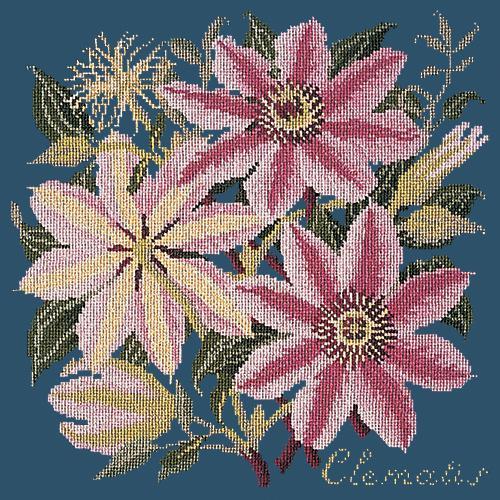 Clematis Needlepoint Kit Elizabeth Bradley Design Dark Blue 