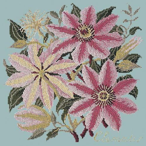 Clematis Needlepoint Kit Elizabeth Bradley Design Pale Blue 