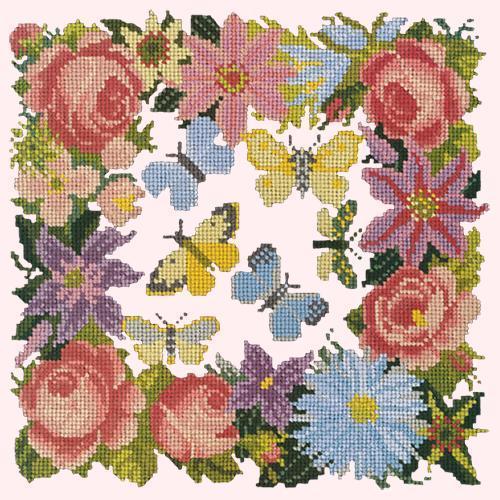 Clematis, Rose, and Butterflies Needlepoint Kit Elizabeth Bradley Design 