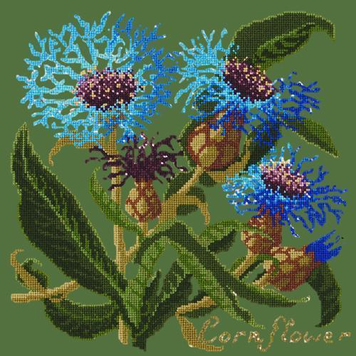 Cornflower Needlepoint Kit Elizabeth Bradley Design Dark Green 