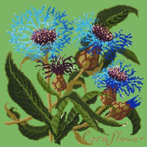 Cornflower Needlepoint Kit Elizabeth Bradley Design Grass Green 