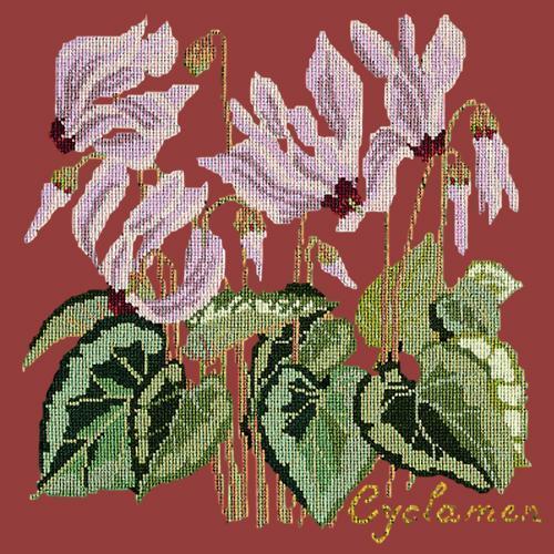 Cyclamen Needlepoint Kit Elizabeth Bradley Design Dark Red 