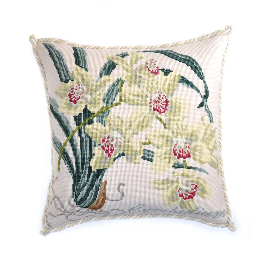 Cymbidium (Boat Orchid) Needlepoint Kit Elizabeth Bradley Design Cream 