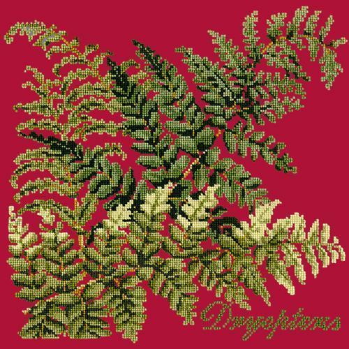 Dryopteris Needlepoint Kit Elizabeth Bradley Design Bright Red 