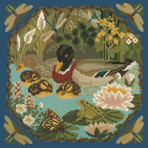 Duck Pond Needlepoint Kit Elizabeth Bradley Design Dark Blue 