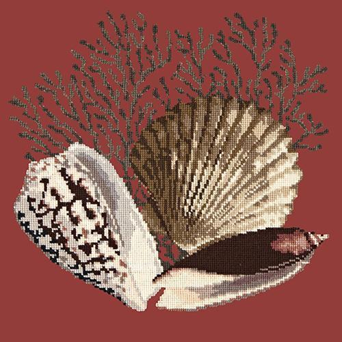 Fan Coral Needlepoint Kit Elizabeth Bradley Design Dark Red 