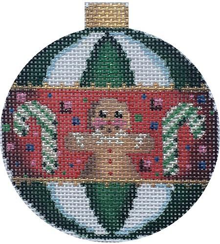 AT CT1806 - Gingerbread/Green Stripes Ball Ornament
