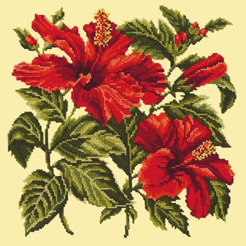 Hibiscus Needlepoint Kit Elizabeth Bradley Design Butter Yellow 